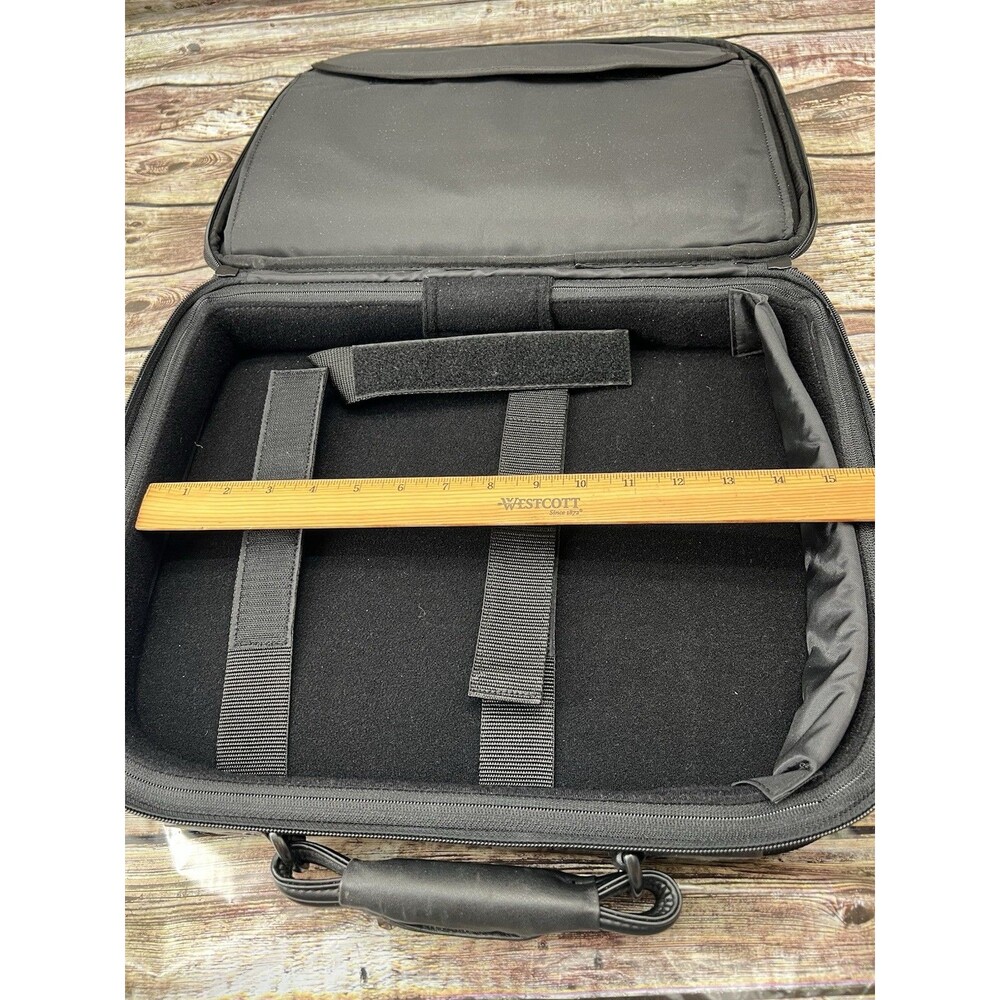 Dell Classic 15" Laptop Briefcase Canvas Black Heavy Duty Pockets Zippers - Picture 6 of 6